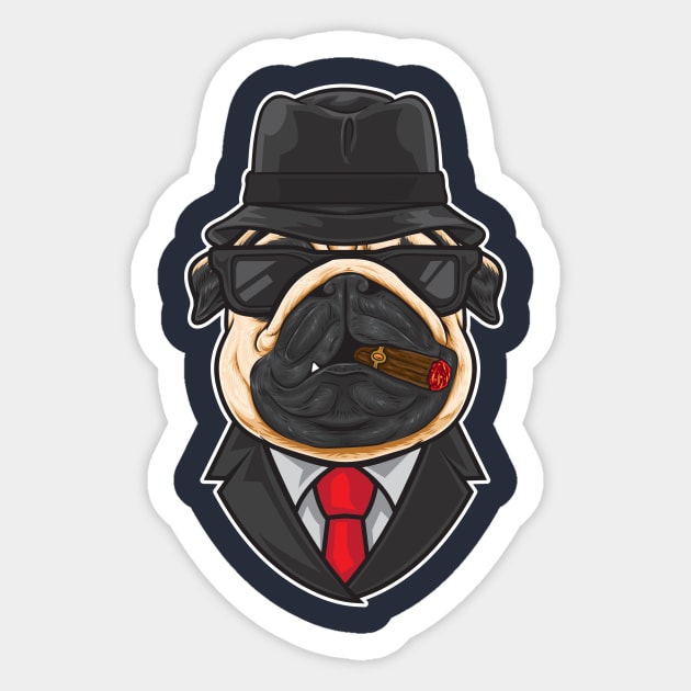 Mafia Pug Smoking Illustration Sticker by AST